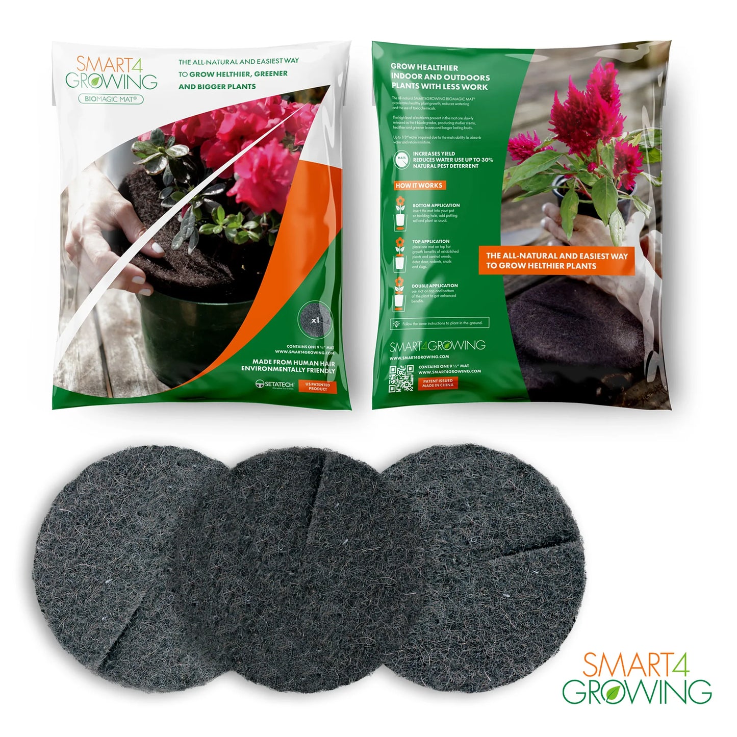 Smart4Growing BioMat 3-Pack – All-Natural Soil Enhancement Mats for Healthier Plants